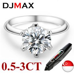 Wedding Rings DJMAX Real D Color For Women Top Quality 18K White Gold Ring 100 925 Sterling Silver Jewelry 230726