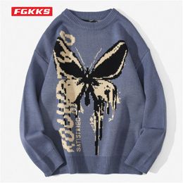 Men's Sweaters FGKKS Spring Fashion Sweater Butterfly Pattern Knitted Warm Top HighQuality Design Selling For Male 230726