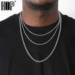 Hip Hop Width 3mm 4mm 5mm Rope Chain Necklace Twisted Gold Silver Colour 316l Stainless Steel Necklaces for Women Men Jewellery