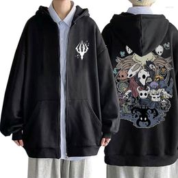 Men's Hoodies Game Hollow Void Knight Zipper Hoodie Mens Fashion Hooded Sweatshirt All-match Men Women Anime Black Loose Zip Up Jacket