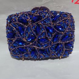 Evening Bags Female Saphire Blue Big Stones Evening Bags for Women Wedding Party Royal Blue Rhinestones Clutches Handbags Bridal Clutch Bag 230727