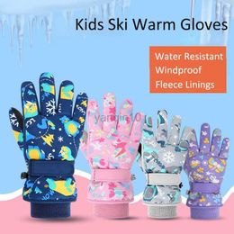 Ski Gloves Winter Kids Ski Gloves Waterproof Skiing Snowboard Gloves Thermal Fleece Snowmobile Riding Motorbike Outdoor Snow Warm Gloves HKD230727