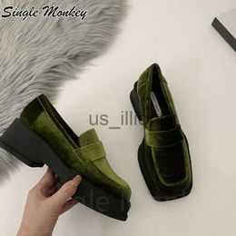 Dress Shoes Chunky Platform Suede Casual Women Shoes 2022 Winter Autumn Loafers Square Toe Designer Shoes Fad Punk Dress Mujer Zapatillas J230727