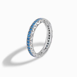 2023 European and American Retro S925 Sterling Silver Platinum Blue Turquoise Silver Jewelry Design Sense Exquisite Women's Ring