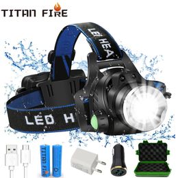 Headlamps T20 TL900 LED Headlamp USB Rechargeable IR Motion Sensor Headlight Front Light Control Waterproof Flashlight Fishing Camping 230727