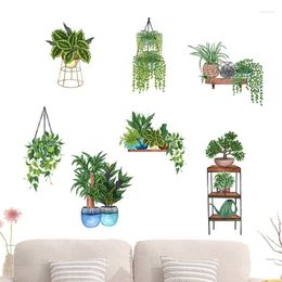 Decorative Flowers Green Plant Wall Decal Removable 3D Art Stickers Forest PVC Decals Background Decoration For Living Room