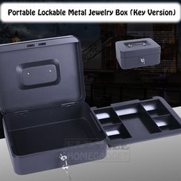 High Quality 6-8-10 Portable Jewelry Safe Box Cash Storage Box With 2 Keys And Tray Lockable Security Safe Box Durable Steel256U