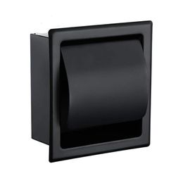 Black Recessed Toilet Tissue Paper Holder All Metal Contruction 304 Stainless Steel Double Wall Bathroom Roll Paper Box T200425228N