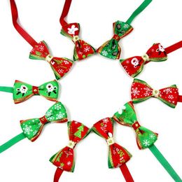 Pet puppy Cat Dog Christmas tree snowflakes bow tie necklace collar bowknot necktie grooming for pet supplier decoration Costume