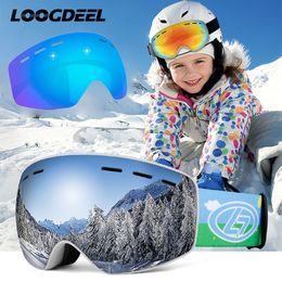 Ski Goggles Loogdeel Kids Double Layer Small Size Anti fog Eyewear Girls Boys Snowboard Glasses Children Skiing 230726