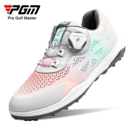 Other Golf Products PGM Golf Women's Shoes Anti-Slip Wear Resistant Gradient Sneakers Knob Buckle Lace Breathable Mesh Upper Sneakers HKD230727