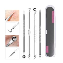 Other Health Beauty Items 4Pcs Blackhead Tool Kit Professional Dual Heads Cleaning Set Stainless Steel Pimple Acne Extractor Skin Dh6Lt