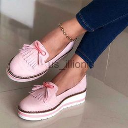 Dress Shoes Women Tassel Bowtie Loafers Woman Slip on Sneakers Ladies Soft PU Leather Sewing Flat Platform Female Shoes All Seasons 2023 New J230727