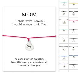 Charm Bracelets Mom Heart Card Daughter Grandma Grandpa Sister Dad Father Brother Uncle Aunt Son Friends Jewellery Women Gift Drop Deliv Dhelw