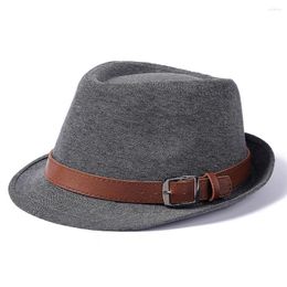 Berets Four Seasons Men Retro Fedoras Jazz Panama Hats Nylons 58cm Small Brim Wide Straps Gentleman Caps LM0107