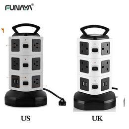 Smart Power Plugs Tower Table Sockets Smart 2 4 Usb Type C UK/US Plug 2 4 6 Outlets 110v 220v 10A 3000W Vertical Office Home Desk Power Socket HKD230727