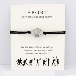 Charm Bracelets Fashion Basketball Volleyball Baseball Softball Soccer Ice Hockey Tennis Sports Card Women Men Jewelry Gift Custom Dro Dhqxv