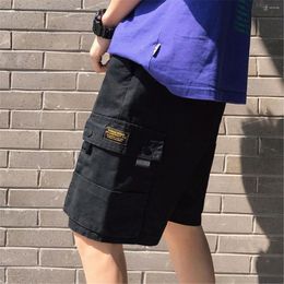 Men's Shorts Summer Cargo Couple Solid Loose Hip Hop Blue Kahaki Trousers Fashion Men Outwear Ins High Street Boys