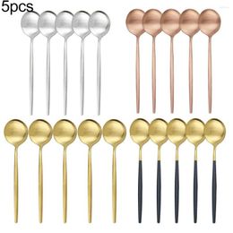 Dinnerware Sets 5pcs Spoon Stainless Steel Cutlery Dinner Coffee Tea 4 Colors Anti-rust Durable Tableware Kitchen Tool Gadgets