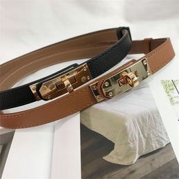 Popular womens leather belt designer belts thin fashion dresses suits accessories ceinture formal party gold plated buckle mens belt multiple Colours C23