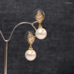 Dangle Earrings Women's Water Drop Pearl Stud Gentle And Elegant Tear Pendant Classic Eardrop