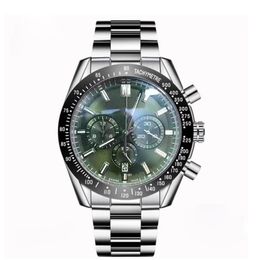 NEW Men's Watches Green Dial Men WristWatch Leather Quartz VK Fitness Watch Sports Male Clock Chronograph Japan movement236u