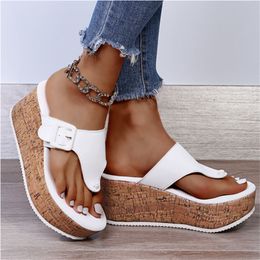 Sandals Women Summer Flip Flops Shoes Female Wedge Platform Sandal Ladies 7.5cm Thick Bottom Casual Slippers Shoe Black Pink 230726