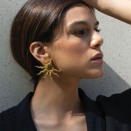 Stud Exaggerated Vintage Drop Earrings for Women Gold colour Dangle Wild Sun EaringsFemale Fashion Jewellery 230726