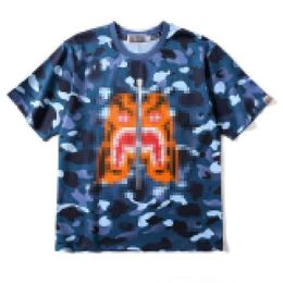 Homens camisetas Venda gratuita Parkas Mens Camuflagem Tshirt Camo Shark Head Unisex Juventude Adulto Manga Curta Tamanho Azul M L