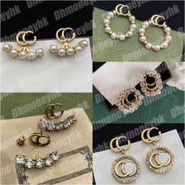 fashion Pearl Earrings Women Designer Hoops Studs Diamond Circle Dangle Hoop Ear Jewellery Gold Heart G Earring Wedding Hoop Earring