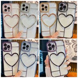 Cell Phone Cases Heart Love Metallic Cases For Iphone 14 Pro Max Plus 13 12 11 Fashion Luxury Soft TPU Lover Clear Transparent Bling Mobile Phone Z230731