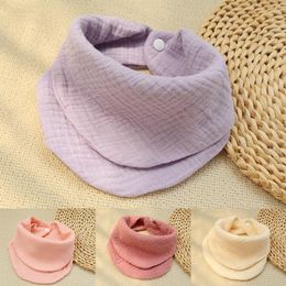 Dog Collars 4 Layers Soft Scarf Baby Triangle Towel Bowties Collar Pet Square Bib Cotton Yarn Washable Plain Dual-purpose Bandanas