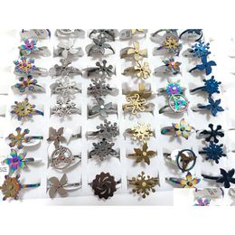 Arts And Crafts Wholesale 36Pcs/Lot Size 16-19Mm Stainless Steel Spinner Ring Color Mix Men Women Rotating Spin Rings Fashion Jewelry Dhdu5