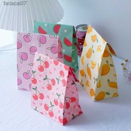 10PCS Fruits Candy Gift Bags Colorful Pineapple Strawberry Packaging Paper Bag for Birthday Summer Party Kids Gifts Candy Supply L230620