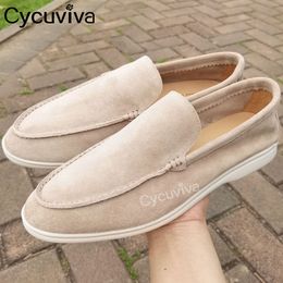 Dress Shoes High Quality Casual Kid Suede Men Shoes Khaki Real Leather Flat Penny Shoes Men Slip-on Lazy Loafers Summer Walk Shoes for Men 230726