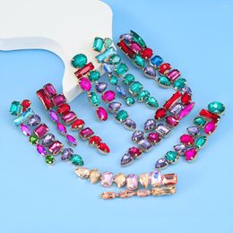 Dangle Earrings Summer Trend Metal Glass Geometry Banquet Party Creative Shiny Jewellery 2023 Women's Charm Accessories Gift