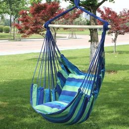 New Hammock Chair Hanging Chair Swing Chair Seat With 2 Pillows For Indoor Outdoor Garden Y200327288N