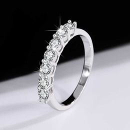 Vvs Moissanite S925 Silver 70 Cent Mosang Diamond Ring Seven Princess Row Diamond Ring For Women Folding Wearing Simple Fashionable Wedding Gemstone Rings