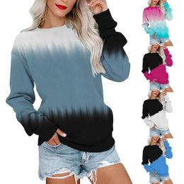 Gym Clothing Womens Casual Round Neck Sweatshirt Long Sleeve Top Color Matching Pullover Loose Version Sweater