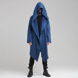 Men's Hoodies Solid Colour Long Cardigan Cloak Hooded Sweater Coat Jacket Punk Pullovers Vantage Magician Tops Hoody Sweatsuits