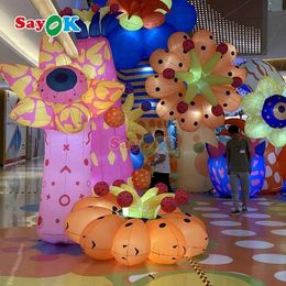 Sayok Giant LED inflatable flower floor decoration inflatable lighting flower used to display advertising activities parties weddings