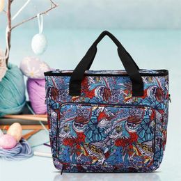 Storage Bags Printing Yarn Bag Knitting Tote Large Capacity 600d Oxford Cloth Crochet Needles Totes Organiser For Home297w