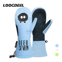 Ski Gloves LOOGDEEL Children Warm Ski Gloves Waterproof Windproof Anti-slip Comfortable Outdoor Sports Plus Velvet Skiing Gloves Women Men HKD230727
