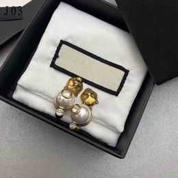 Stud 18K Gold Plated Pearl Drop Earrings gorgeous Women Fashion Designer Ladies Earrings Special Pattern Wedding Party Never Fade