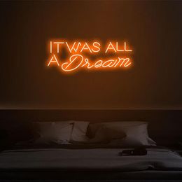 Other Event & Party Supplies It Was All A Dream Neon Sign Custom Light Led Pink Home Room Wall Decoration Ins Shop Dec226d