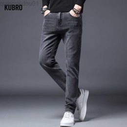 Men's Pants KUBRO Classic High End Stretch Jeans 2023 Spring New Business Fashion Casual Denim Slim Fit Trousers Men Brand Men Luxury Jeans L230727