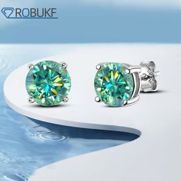 Stud Earring 032ct Round Cut Blue Green Diamond 18K White Gold Plated 925 Steling Silver For Women Men 230726