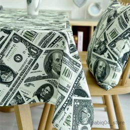 Table Cloth Style Coffee Table Cushion Dollar Pattern Rectangular Waterproof Tablecloth TV Kitchen Living Wedding Decoration R230727