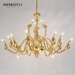 Nordic Style Post Modern Lamp Iron Art Chandeliers for Home Decor Simple Designed Light Luxury Creative Swan Shaped Hanging Ceilin274c