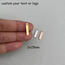 Pendants 30pcs 3x15mm Laser Engrave Tag Stainless Steel Pendant for Necklace Jewelry Making Accessories